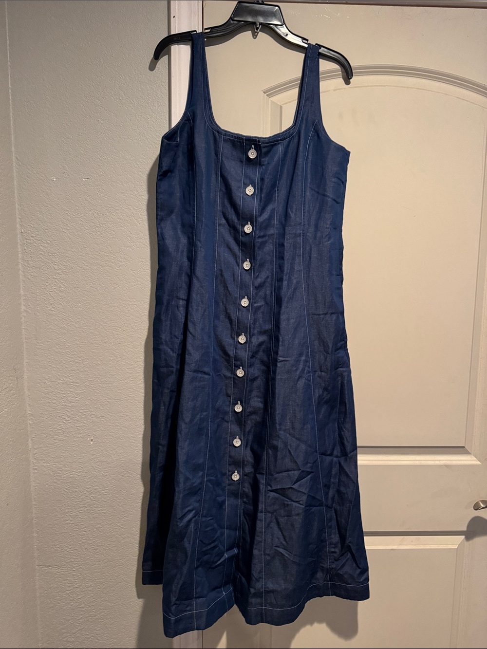 Talbots Navy Button-Front Midi Dress